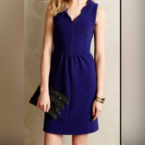 MAEVE Anthropologie Small Fit Flared Ribbed Ruffled Dress With Pockets NWT